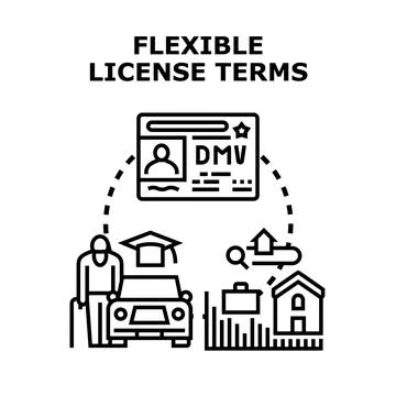 Flexible license terms applying to various aspects of life Stock Illustration