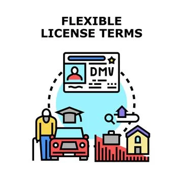 Flexible license terms applying to various aspects of life Stock Illustration