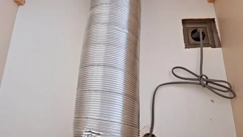 Flexible Metallic Ventilation Duct with Electrical Outlet and Cord Stock-Footage 331496835