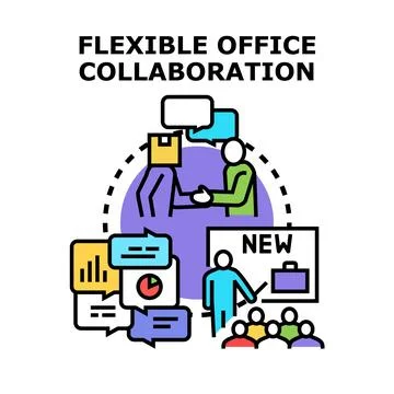 Flexible office collaboration and digital communication concept Illustrazione stock