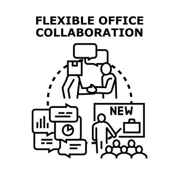 Flexible office collaboration and digital communication concept Stock Illustration
