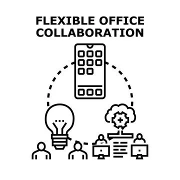Flexible office collaboration concept connecting team remotely Illustrazione stock