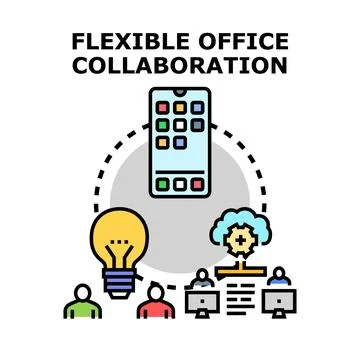 Flexible office collaboration concept connecting team remotely 库存插图