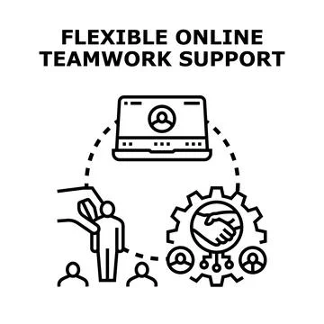 Flexible online teamwork support and collaboration concept Stock Illustration