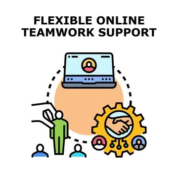 Flexible online teamwork support and collaboration concept Illustrazione stock