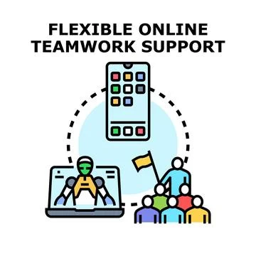 Flexible online teamwork support concept vector illustration Illustrazione stock
