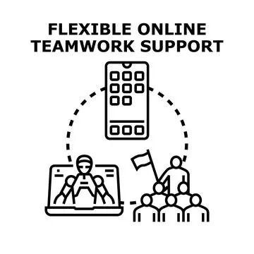 Flexible online teamwork support concept vector illustration Stock Illustration