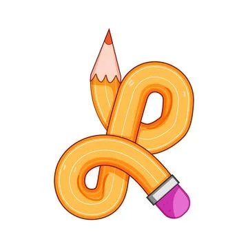 Flexible pencil bending into creative knot shape Illustrazione stock