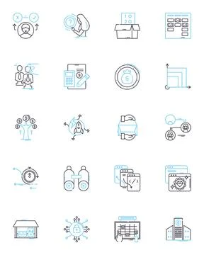 Flexible planning linear icons set. Agile, Adaptable, Versatile, Responsive Illustrazione stock