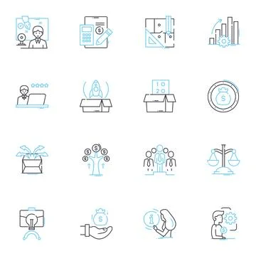 Flexible planning linear icons set. Agile, Adaptable, Versatile, Responsive Stock Illustration