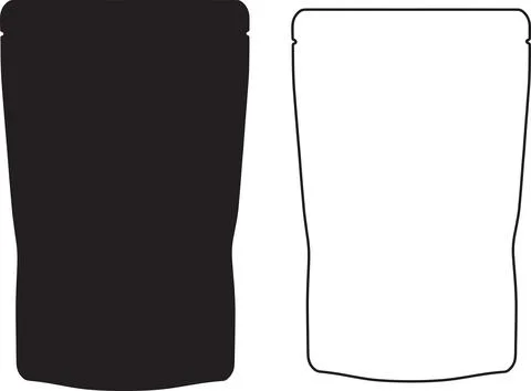 Flexible plastic food pouch packaging mockups with tear notches for dry pro.. Stock Illustration