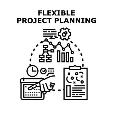 Flexible project planning process management strategy concept Stock Illustration