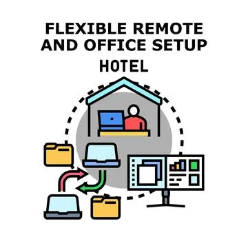 Flexible remote and office setup for modern business 库存插图
