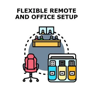 Flexible remote and office setup concept vector イラスト素材