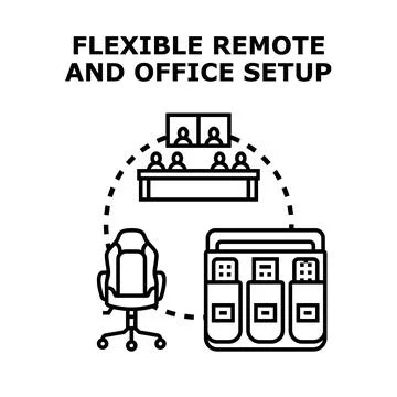 Flexible remote and office setup concept vector Stock Illustration