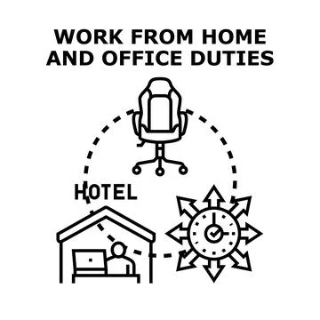 Flexible remote work and office duties concept Illustrazione stock