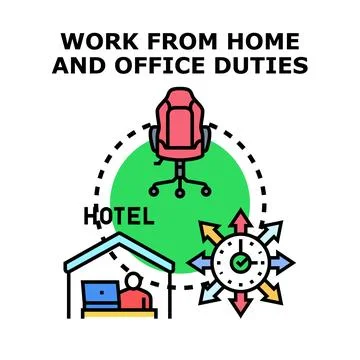 Flexible remote work and office duties concept イラスト素材