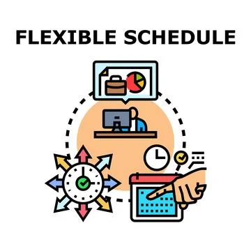 Flexible schedule concept for work life balance Stock Illustration