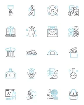 Flexible schedule linear icons set. Versatile, Adaptable, Manageable, Changeable Illustrazione stock