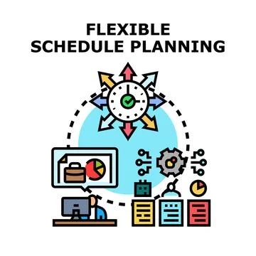 Flexible schedule planning and time management concept Stock Illustration