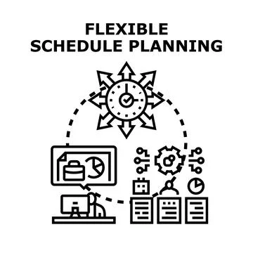 Flexible schedule planning and time management concept Stock Illustration