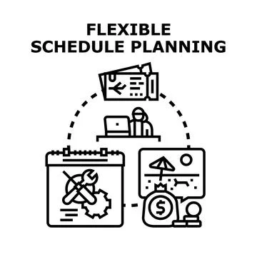 Flexible schedule planning choosing vacations or remote work Stock Illustration