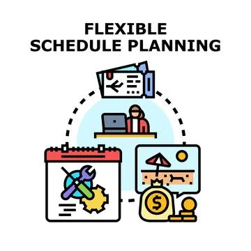 Flexible schedule planning choosing vacations or remote work Stock Illustration