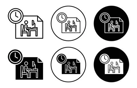 Flexible schedule work icon Outline flat Icon Stock Illustration