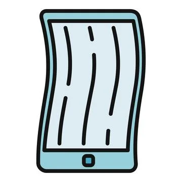 Flexible screen device depicting bendable smartphone technology icon イラスト素材