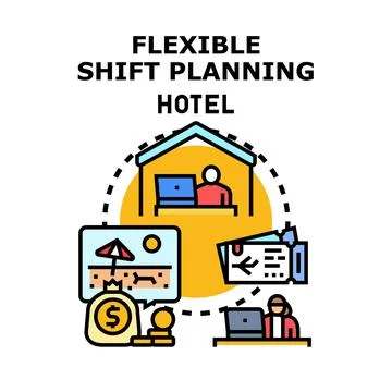 Flexible shift planning hotel management concept Stock Illustration