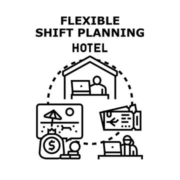 Flexible shift planning hotel management concept Stock Illustration