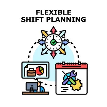 Flexible shift planning optimizing work time management Stock Illustration