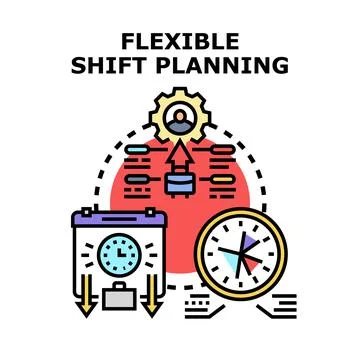 Flexible shift planning optimizing work schedule concept Stock Illustration