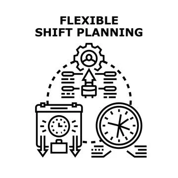 Flexible shift planning optimizing work schedule concept Stock Illustration