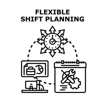 Flexible shift planning optimizing work time management Stock Illustration