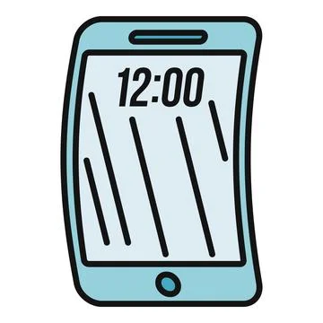 Flexible smartphone showing digital clock display Stock Illustration