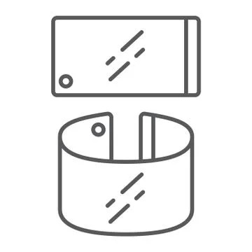Flexible smartphone thin line icon, gadget and technology, phone sign, vector Stock Illustration