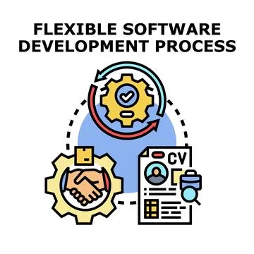 Flexible software development process concept Stock Illustration