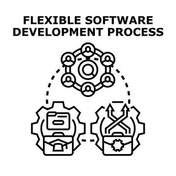 Flexible software development process concept icon Stock Illustration