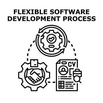 Flexible software development process concept Stock Illustration
