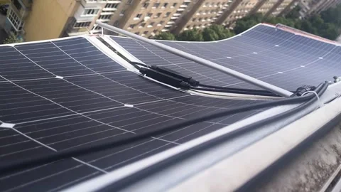 Flexible Solar Panel for Balcony Power Plant Stock Footage 340546942