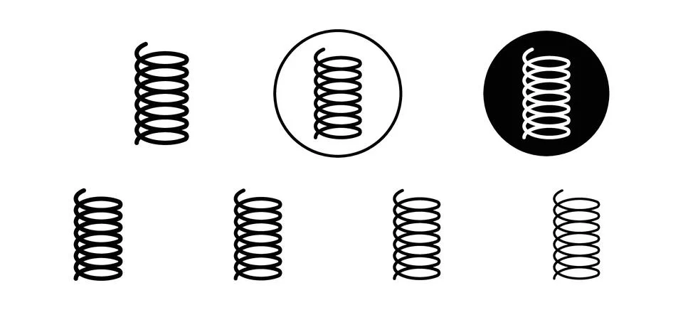 Flexible spring vector icon set collection. Flexible spring Outline flat Icon Stock Illustration