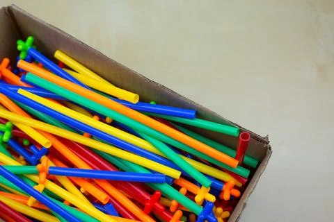 Flexible straw construction set Foto stock