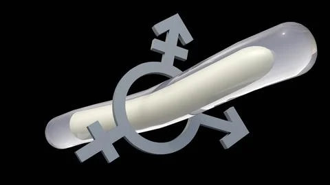Flexible subdermal implants over a transgender symbol Ilustração Stock