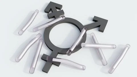 Flexible subdermal implants over a transgender symbol Ilustração Stock