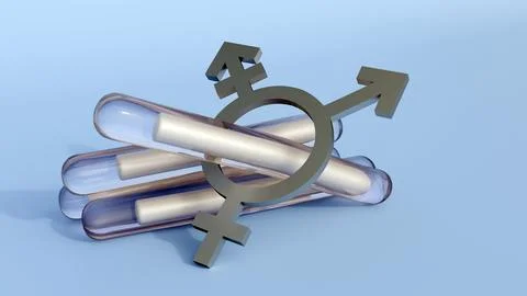 Flexible subdermal implants over a transgender symbol Ilustração Stock