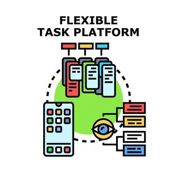 Flexible task platform connecting data and workflow management Stock Illustration