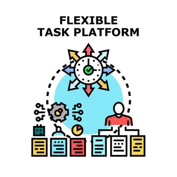 Flexible task platform optimizing workflow and managing tasks Stock Illustration