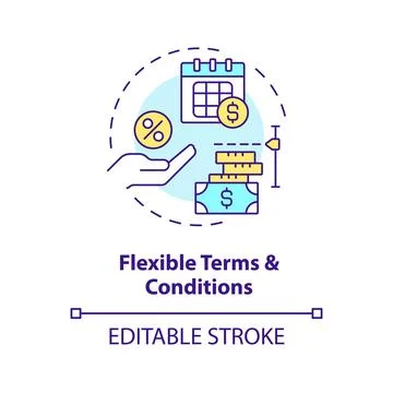 Flexible terms and conditions multi color concept icon Stock Illustration