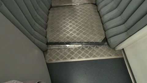 Flexible Train Carriage Connector in Motion | Articulated Metro Joint Detail Vídeo Stock 332942931